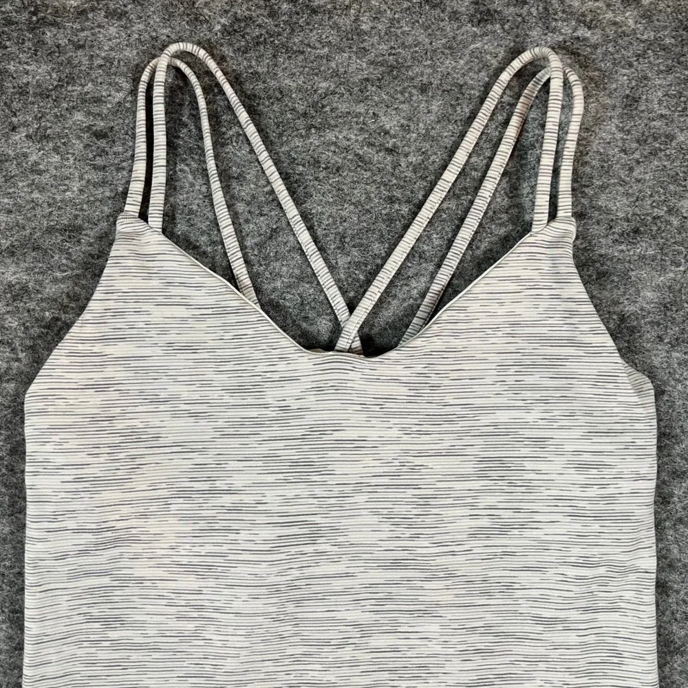 lululemon Create Your Calm Women Size 6 Grey White Space Dye Strappy Back Yoga - Picture 2 of 10